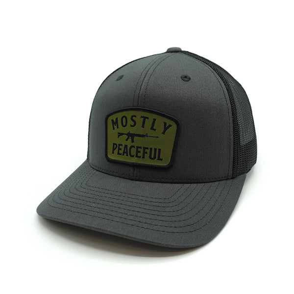 Mostly Peaceful Woven Patch Hat - Aaria Tees