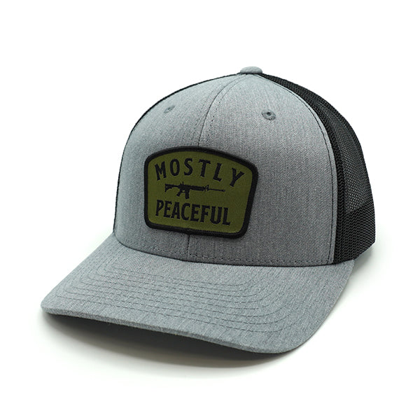 Mostly Peaceful Woven Patch Hat - Aaria Tees Aaria Tees