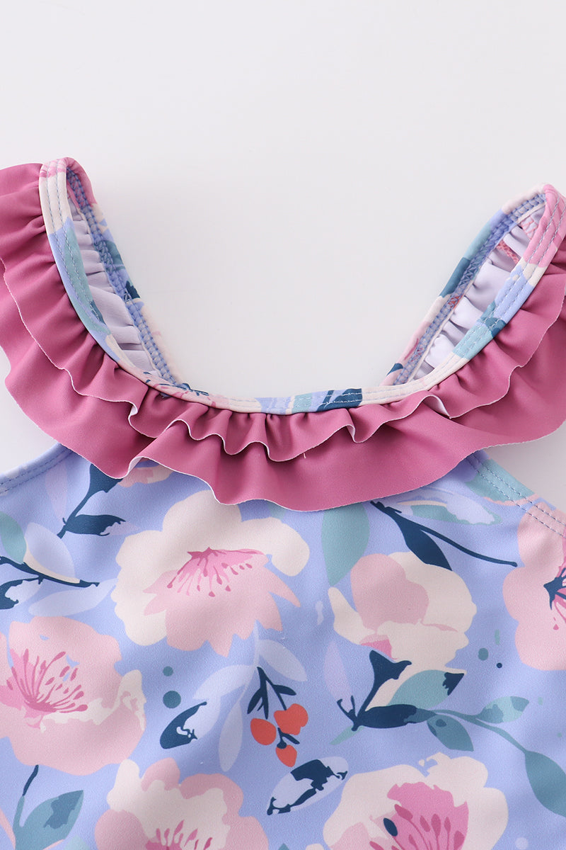 Floral pint ruffle girl swimsuit - Aaria Tees Aaria Tees