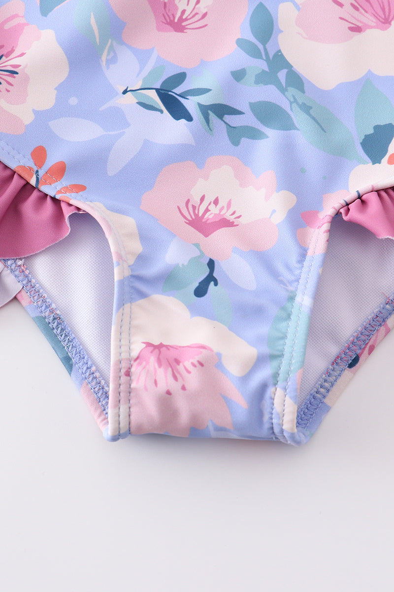 Floral pint ruffle girl swimsuit - Aaria Tees Aaria Tees