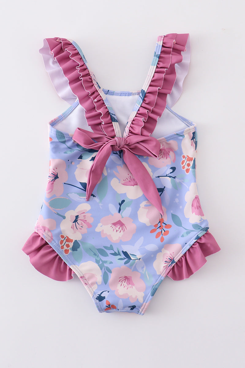 Floral pint ruffle girl swimsuit - Aaria Tees Aaria Tees
