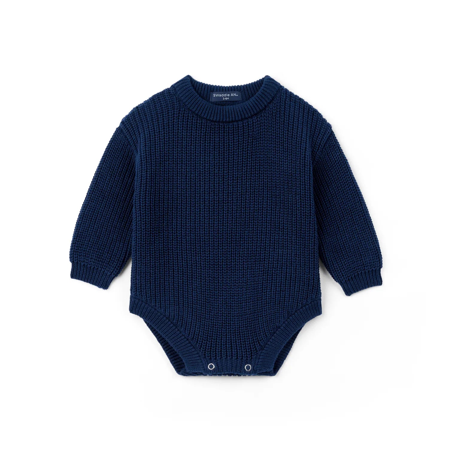 Classic Chunky Knit Baby Romper in Navy - Aaria Tees Aaria Tees