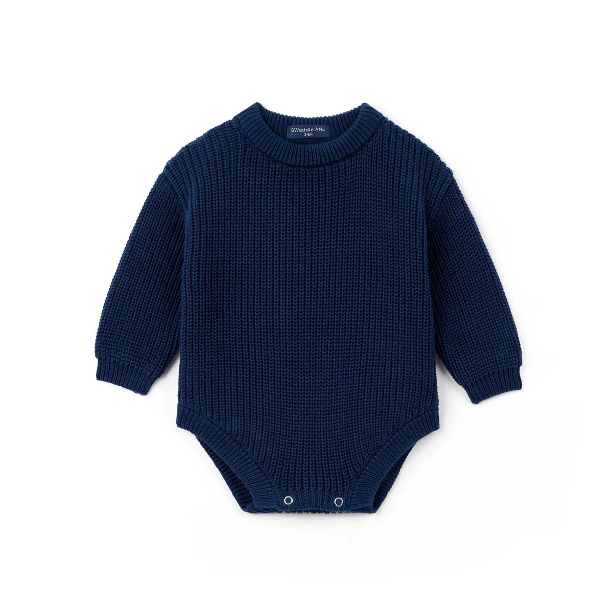 Classic Chunky Knit Baby Romper in Navy - Aaria Tees