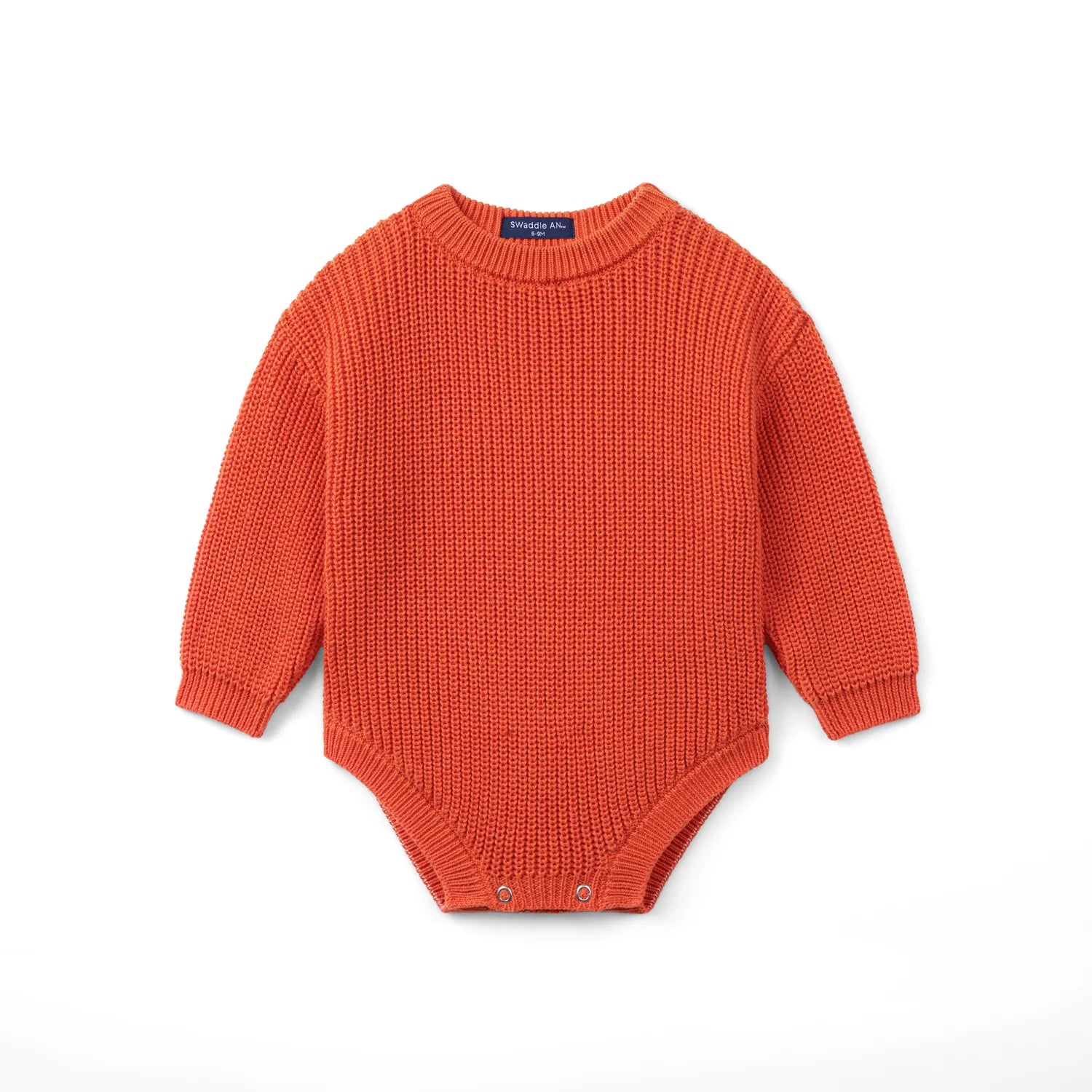 Classic Chunky Knit Baby Romper in Orange Rust - Aaria Tees Aaria Tees
