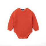 Classic Chunky Knit Baby Romper in Orange Rust - Aaria Tees Aaria Tees