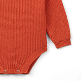 Classic Chunky Knit Baby Romper in Orange Rust - Aaria Tees Aaria Tees