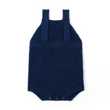 Baby Knit Button Strap Romper in Navy - Aaria Tees Aaria Tees