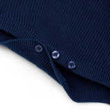 Baby Knit Button Strap Romper in Navy - Aaria Tees Aaria Tees