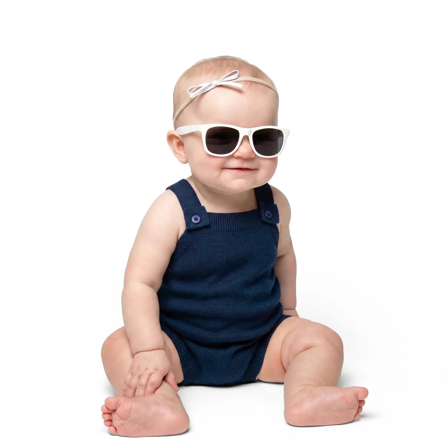 Baby Knit Button Strap Romper in Navy - Aaria Tees Aaria Tees