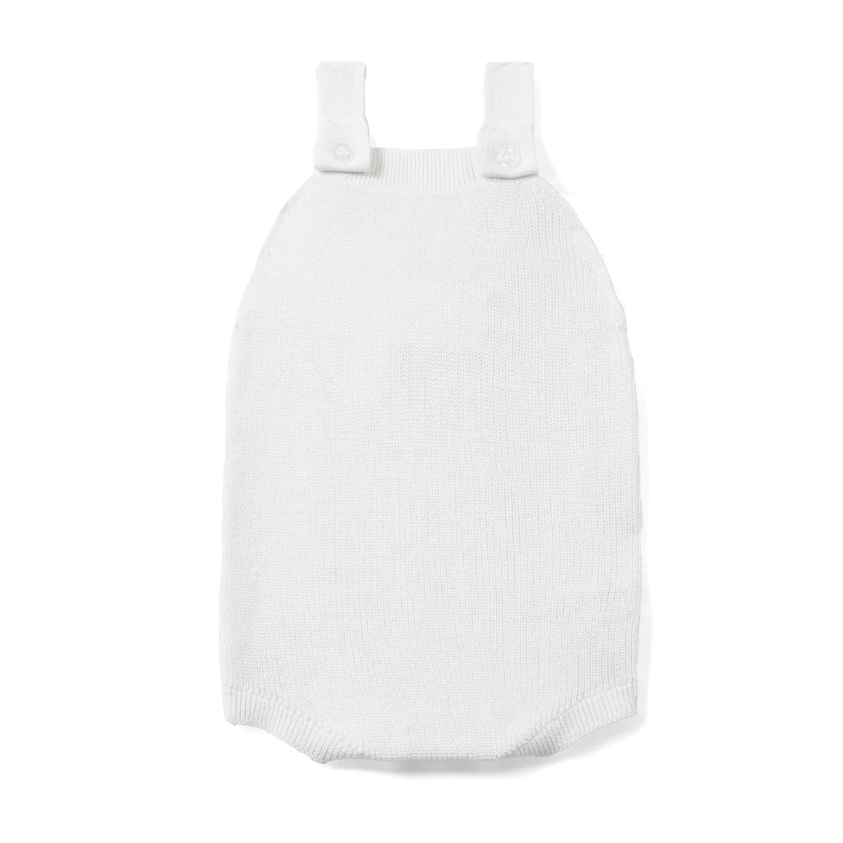 Baby Knit Button Strap Romper in White - Aaria Tees
