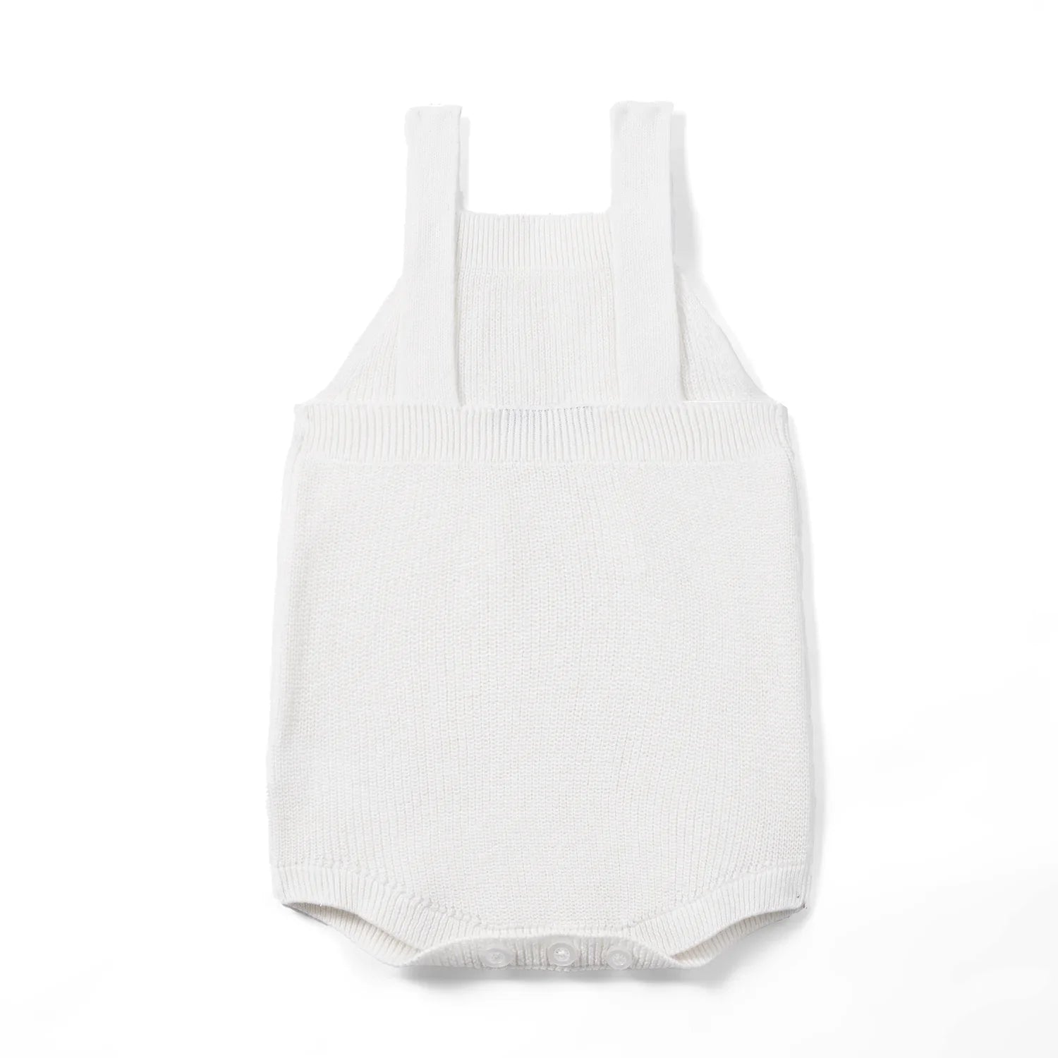 Baby Knit Button Strap Romper in White - Aaria Tees Aaria Tees