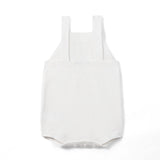 Baby Knit Button Strap Romper in White - Aaria Tees Aaria Tees