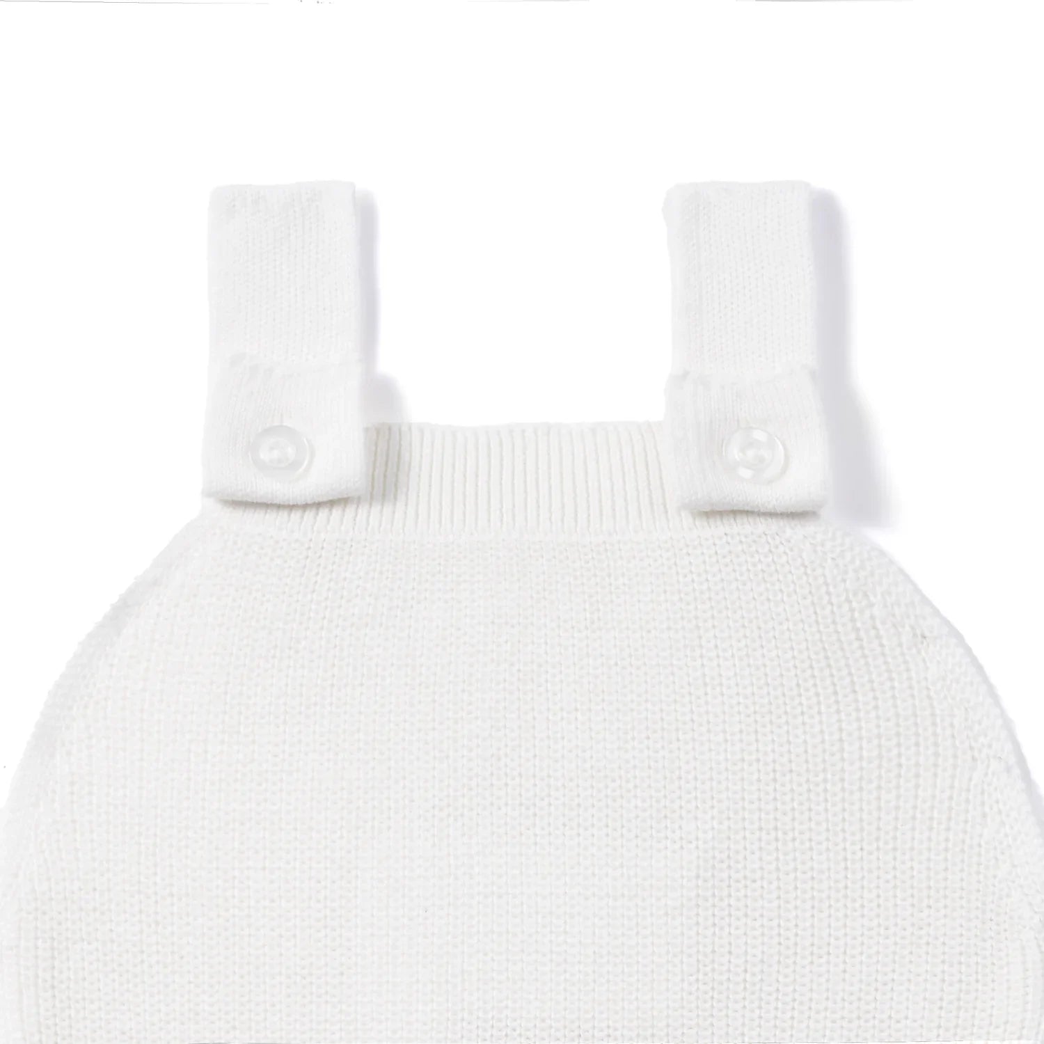 Baby Knit Button Strap Romper in White - Aaria Tees Aaria Tees
