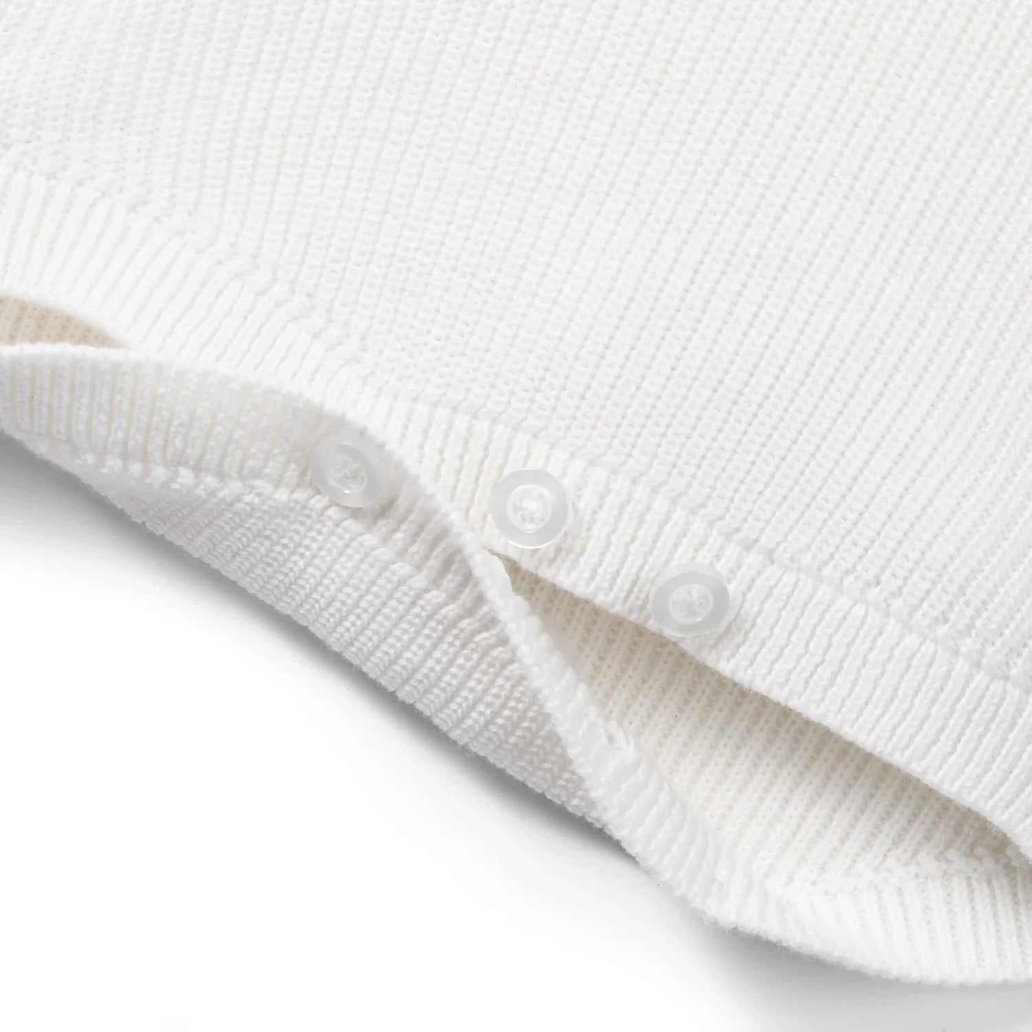 Baby Knit Button Strap Romper in White - Aaria Tees Aaria Tees