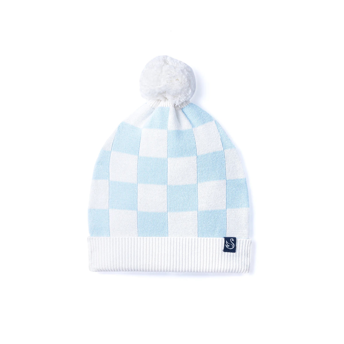 Blue Checker Baby Knit Beanie - Aaria Tees