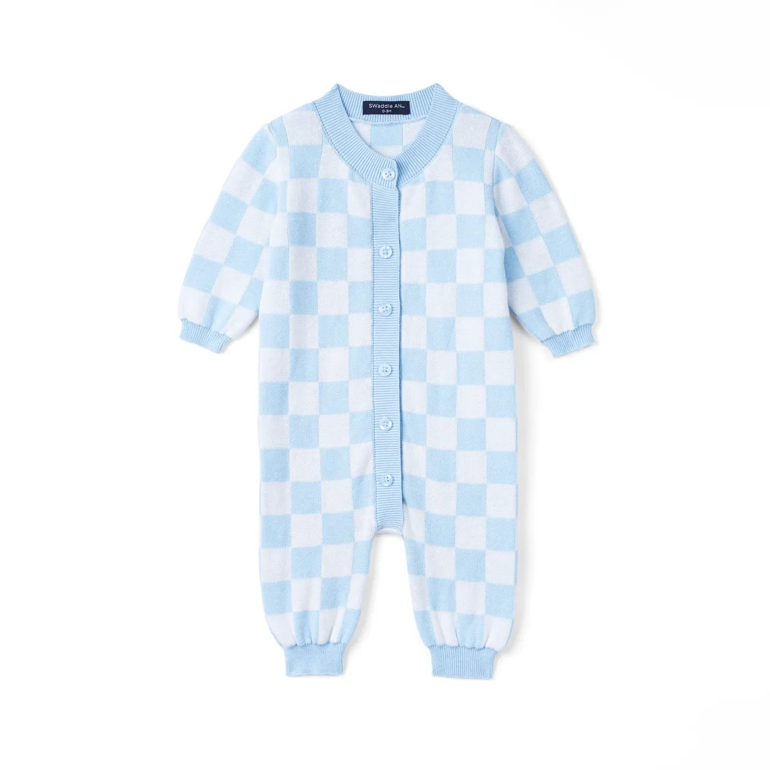 Checker Baby Knit Button Romper - Aaria Tees Aaria Tees