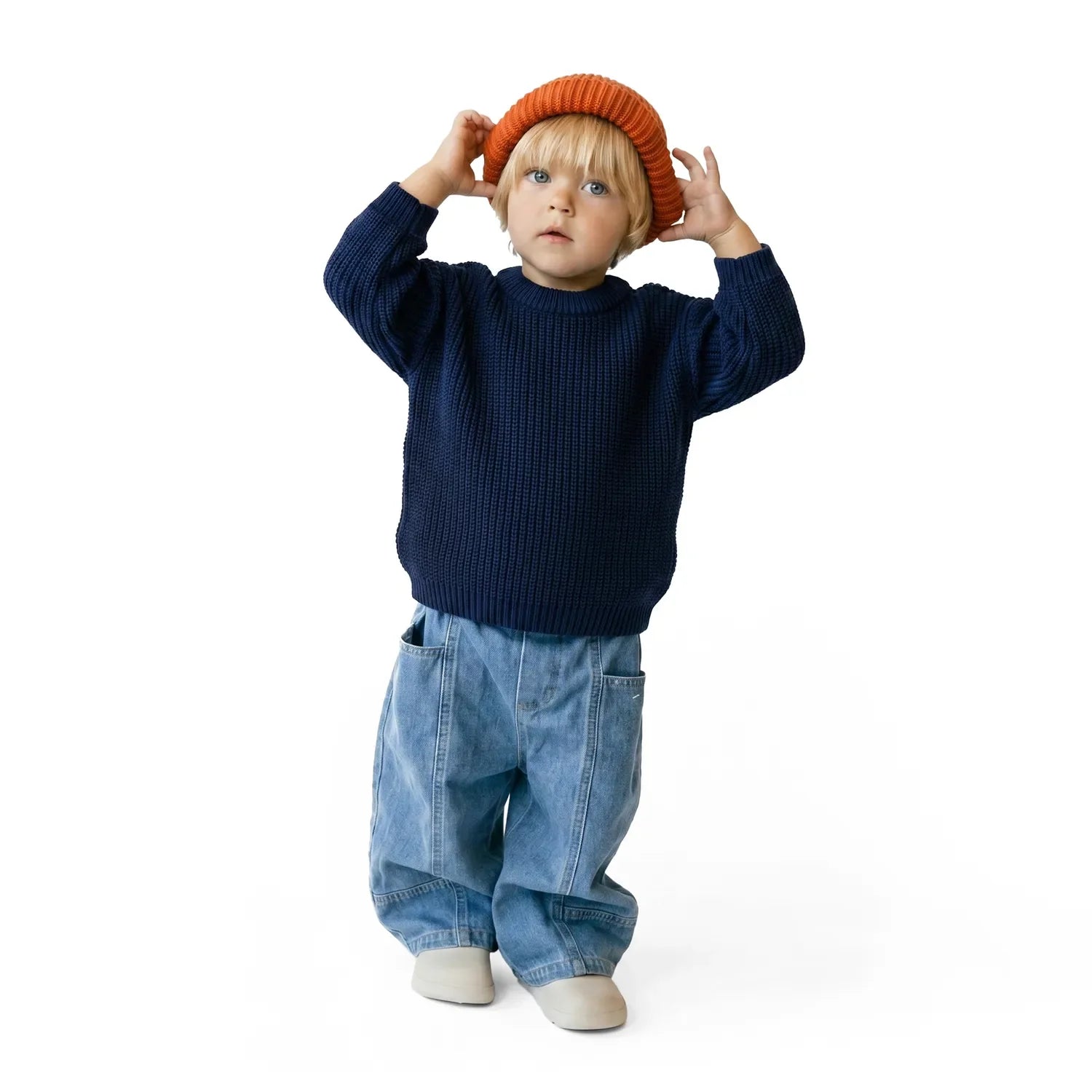 Classic Knit Baby Sweater in Navy - Aaria Tees Aaria Tees