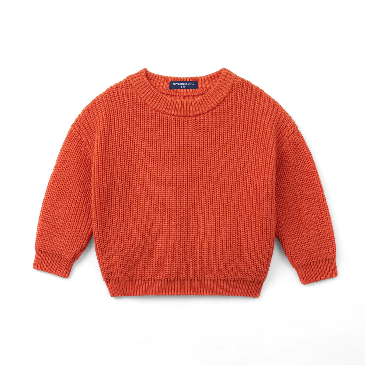 Classic Knit Baby Sweater in Orange Rust - Aaria Tees