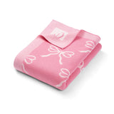 Coquette Bow Jacquard Knit Baby Blanket - Aaria Tees Aaria Tees