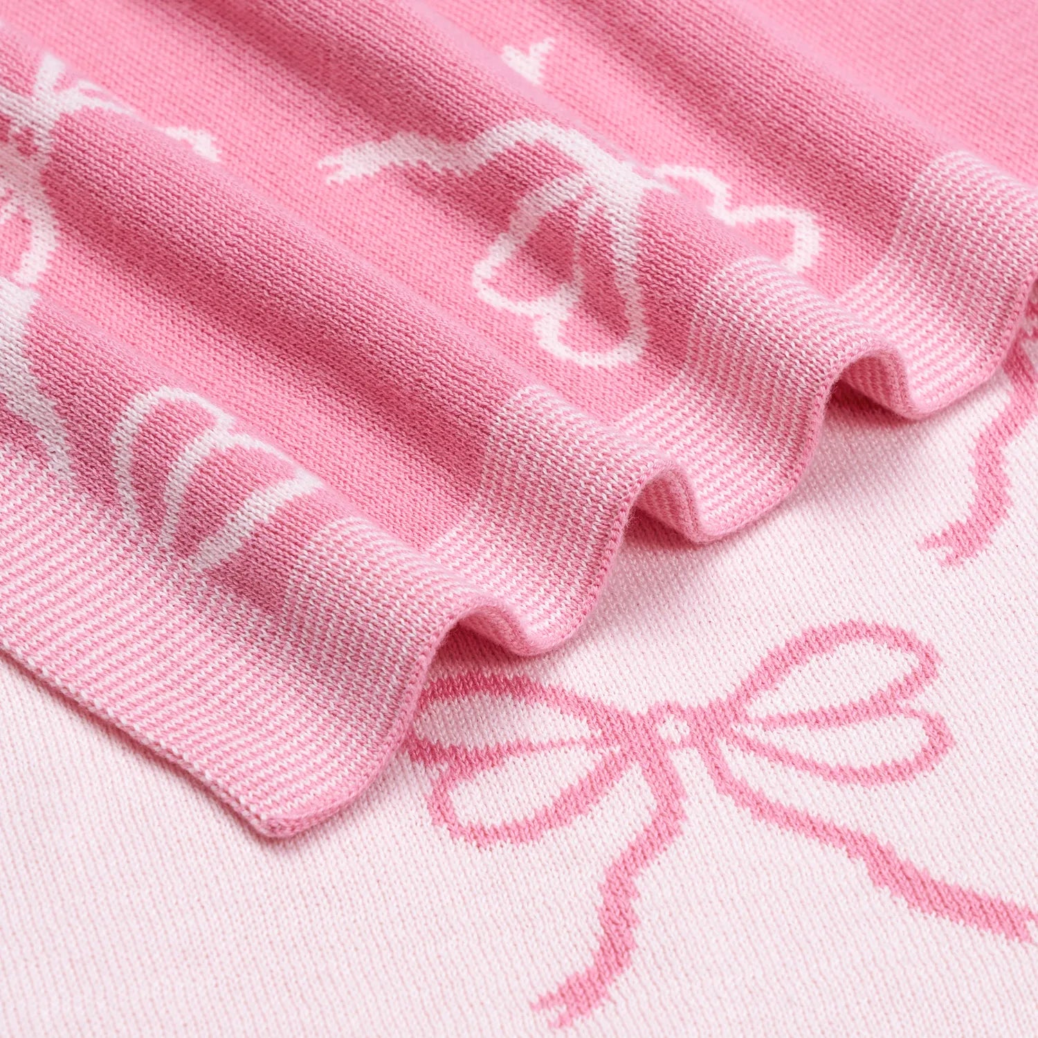 Coquette Bow Jacquard Knit Baby Blanket - Aaria Tees Aaria Tees