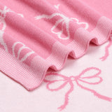 Coquette Bow Jacquard Knit Baby Blanket - Aaria Tees Aaria Tees