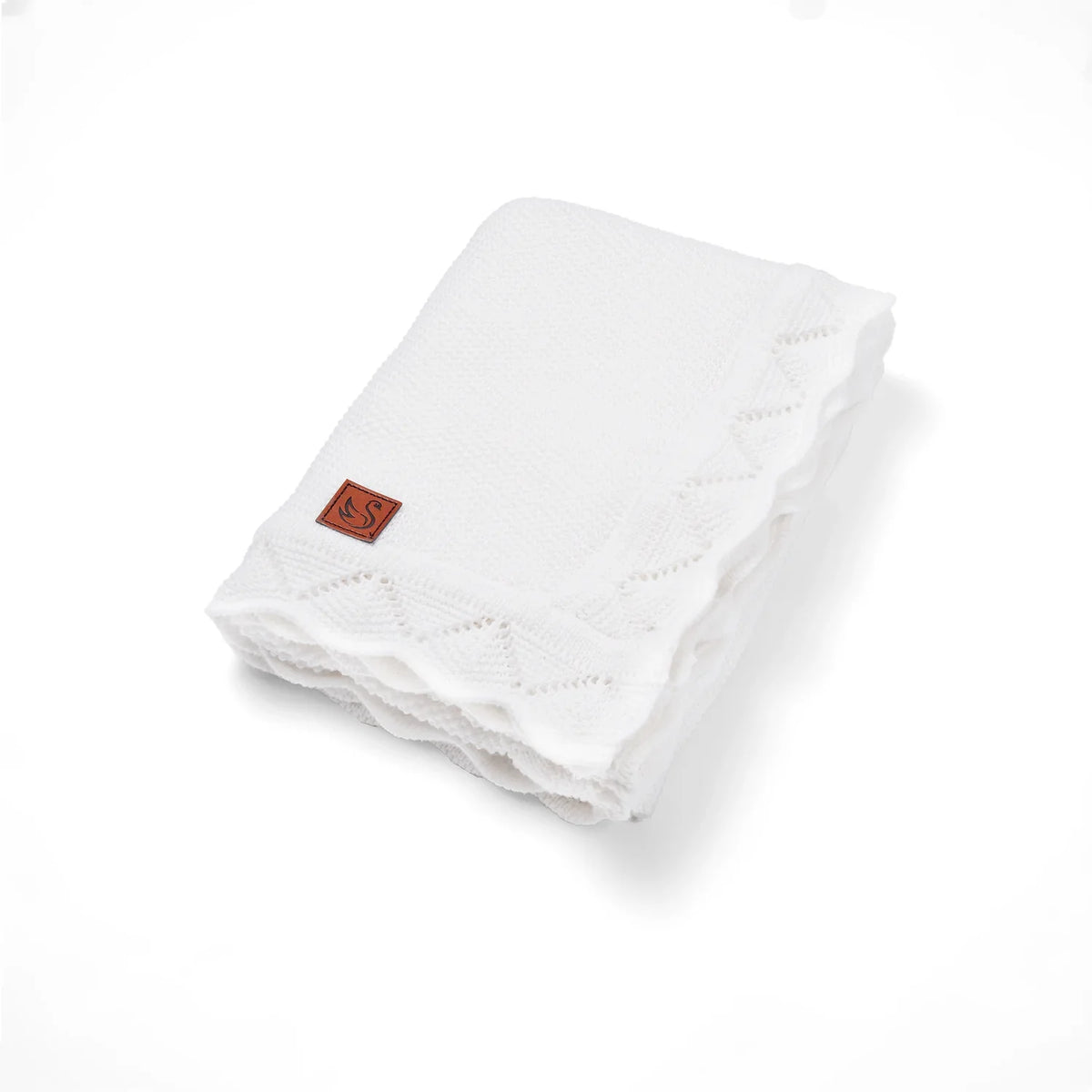 Heirloom Lace Knit Baby Blanket in White - Aaria Tees