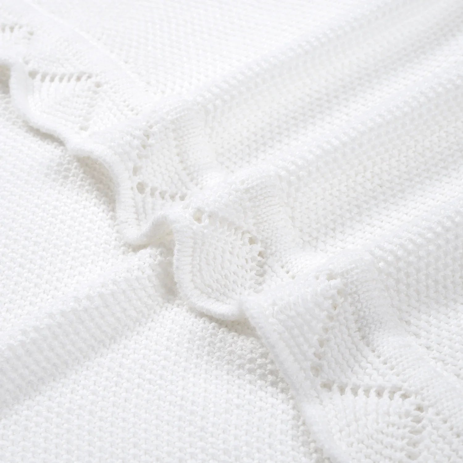 Heirloom Lace Knit Baby Blanket in White - Aaria Tees Aaria Tees