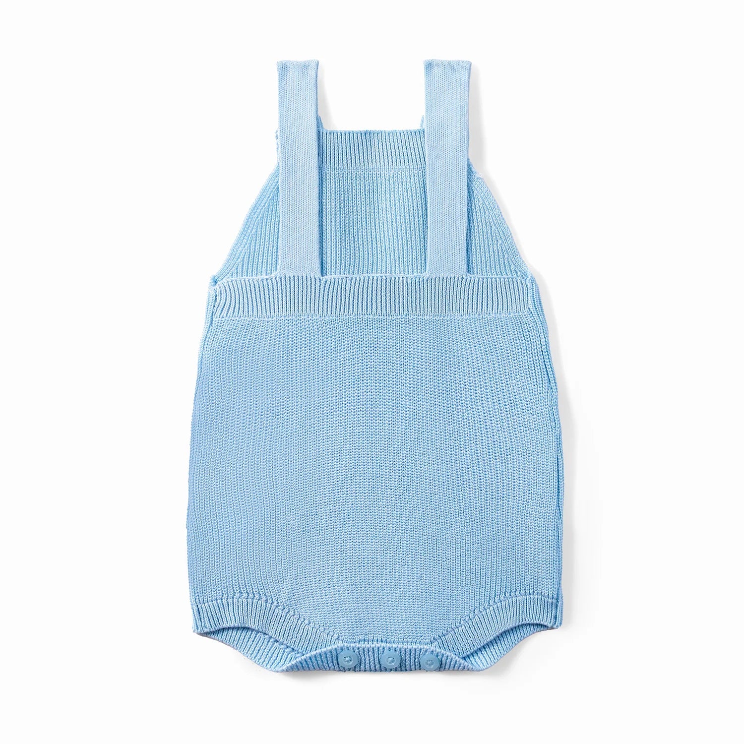Baby Knit Button Strap Romper in Baby Blue - Aaria Tees Aaria Tees