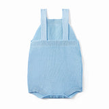 Baby Knit Button Strap Romper in Baby Blue - Aaria Tees Aaria Tees