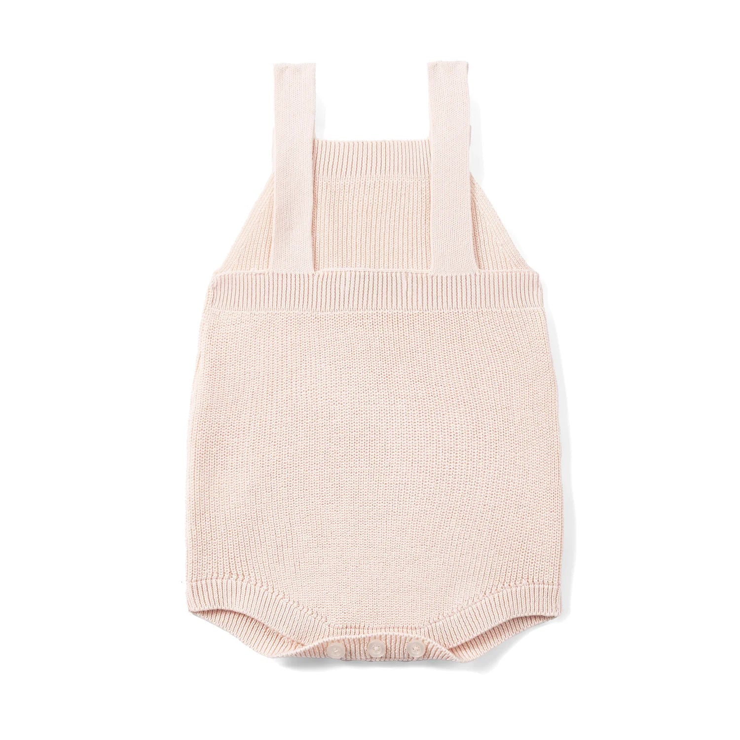 Baby Knit Button Strap Romper in Beige - Aaria Tees Aaria Tees