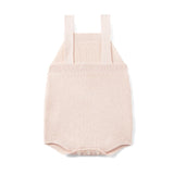 Baby Knit Button Strap Romper in Beige - Aaria Tees Aaria Tees