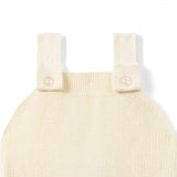 Baby Knit Button Strap Romper in Cream - Aaria Tees Aaria Tees