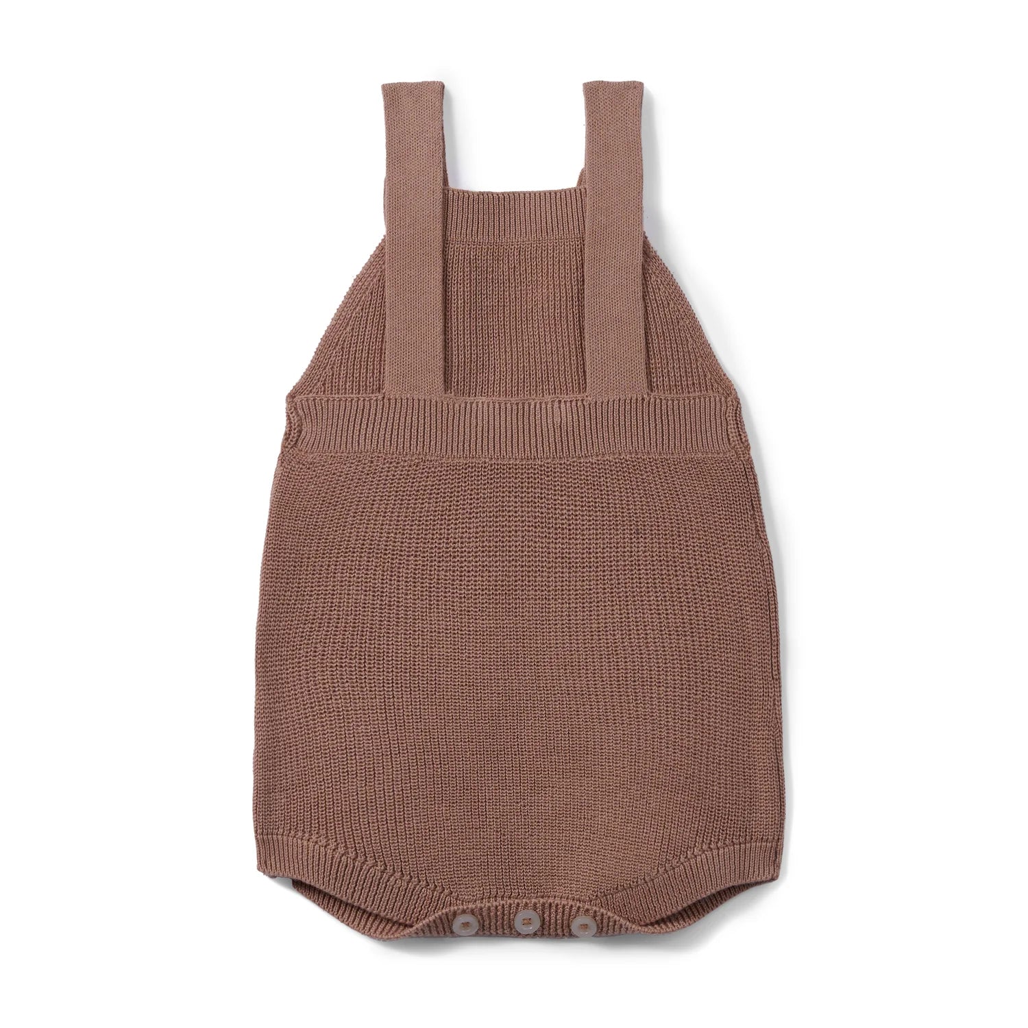 Baby Knit Button Strap Romper in Mocha - Aaria Tees Aaria Tees