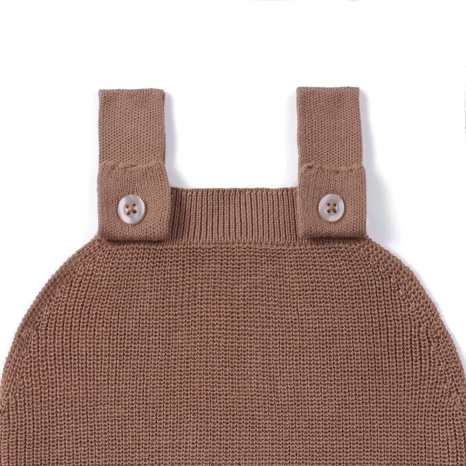 Baby Knit Button Strap Romper in Mocha - Aaria Tees Aaria Tees