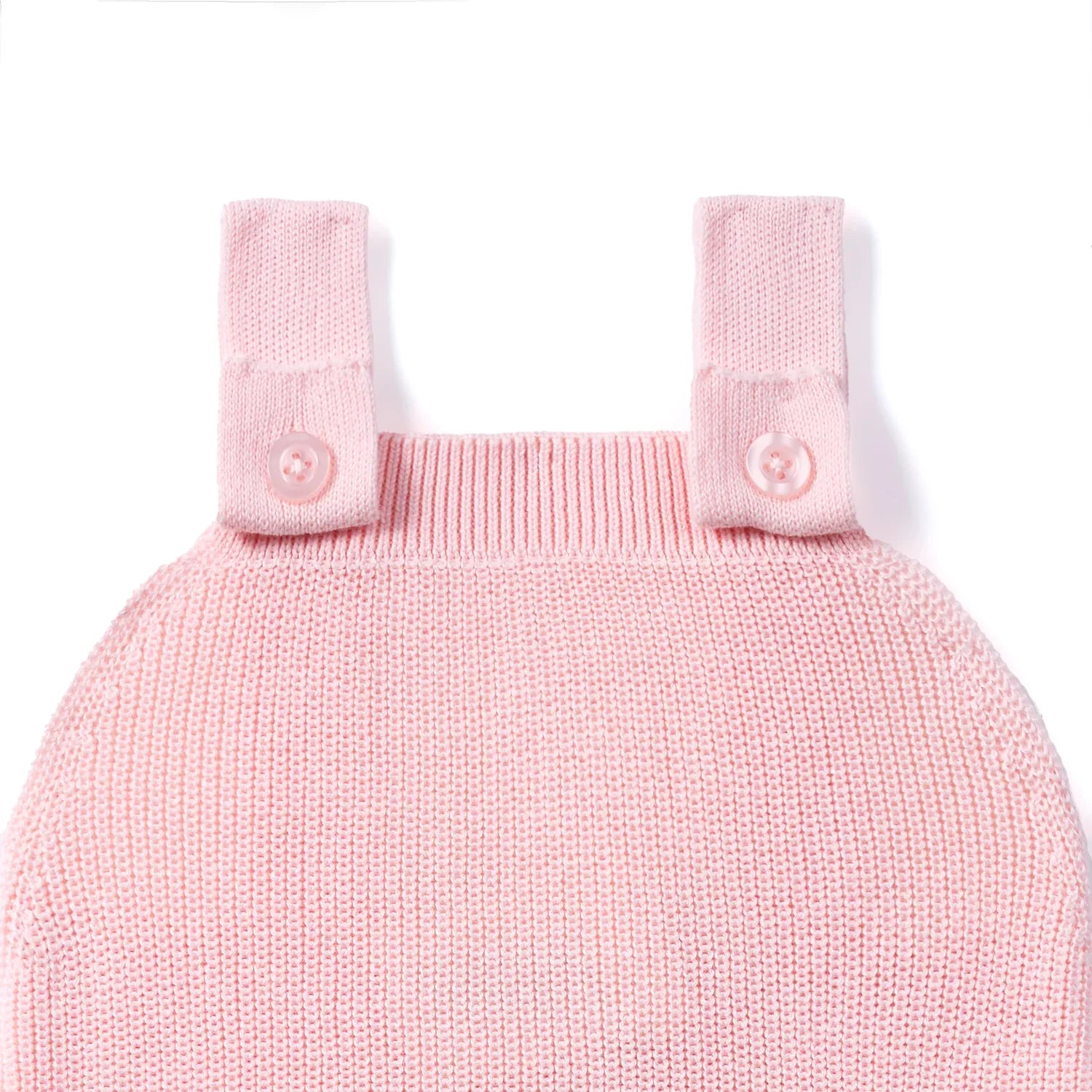 Baby Knit Button Strap Romper in Pink - Aaria Tees Aaria Tees