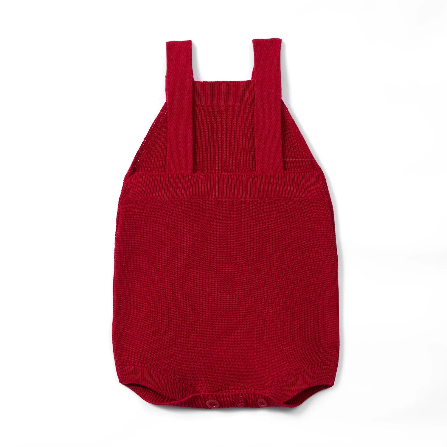 Baby Knit Button Strap Romper in Red Xmas - Aaria Tees Aaria Tees