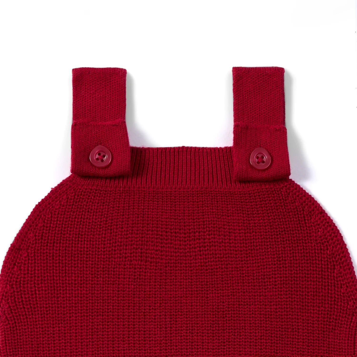 Baby Knit Button Strap Romper in Red Xmas - Aaria Tees Aaria Tees