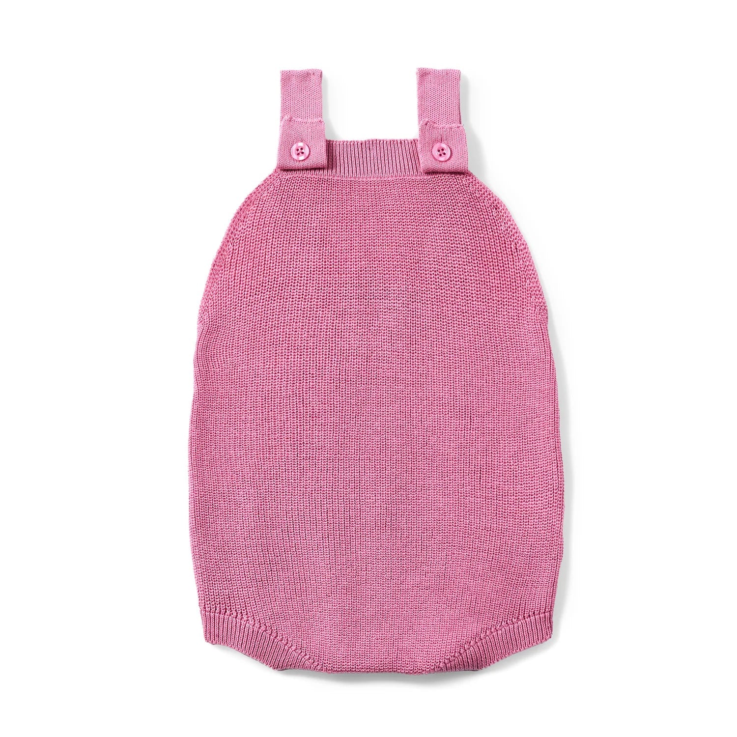 Baby Knit Button Strap Romper in Rose Pink - Aaria Tees Aaria Tees