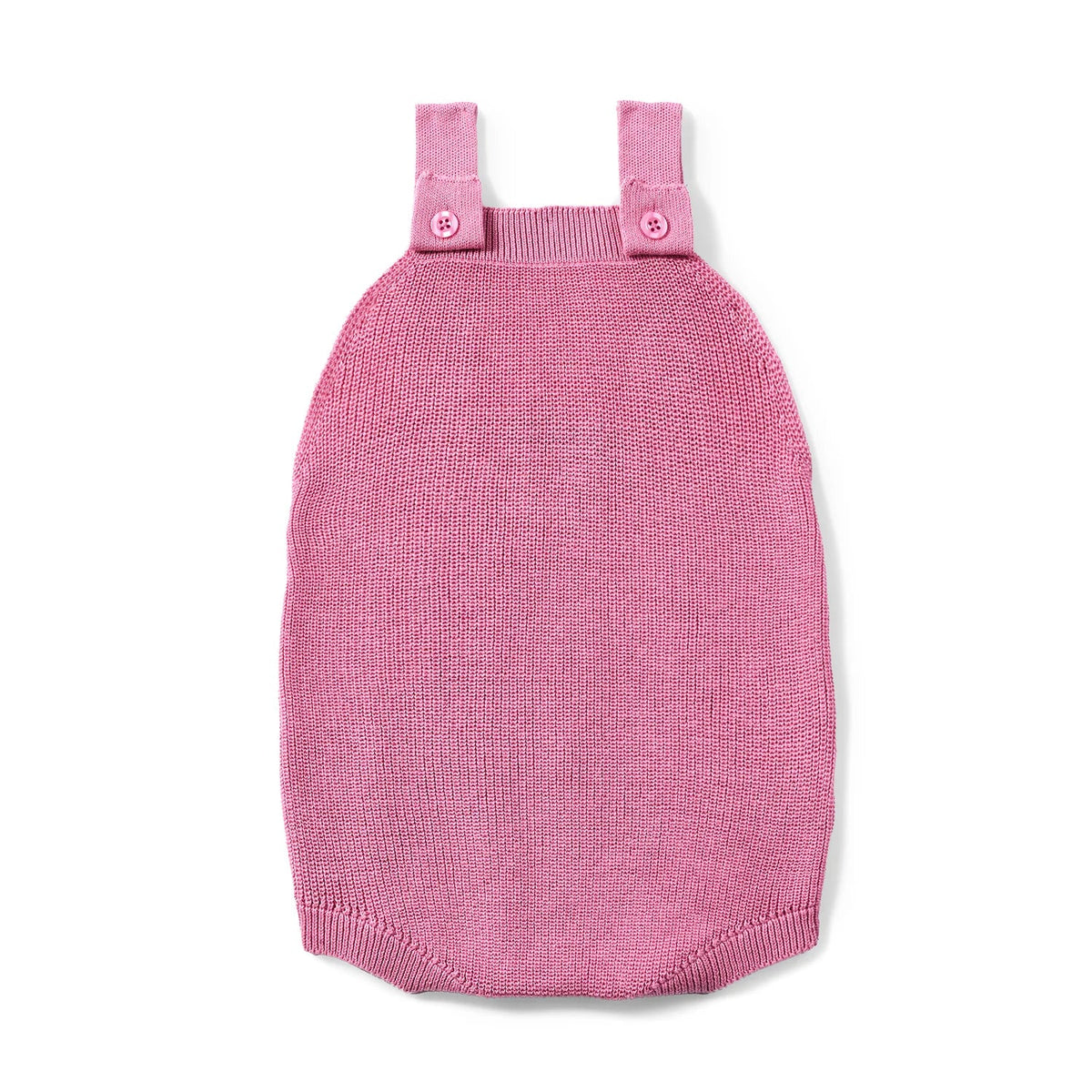 Baby Knit Button Strap Romper in Rose Pink - Aaria Tees