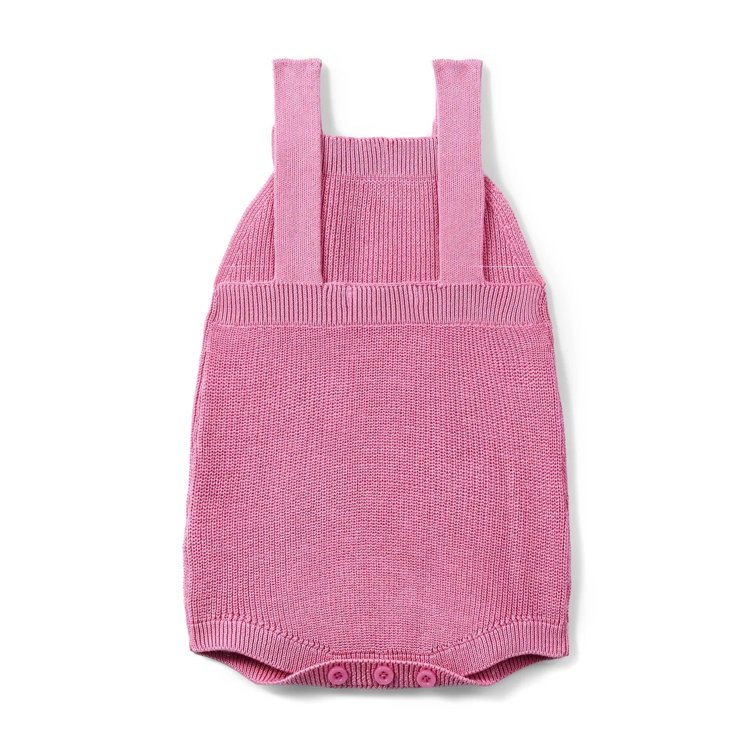 Baby Knit Button Strap Romper in Rose Pink - Aaria Tees Aaria Tees