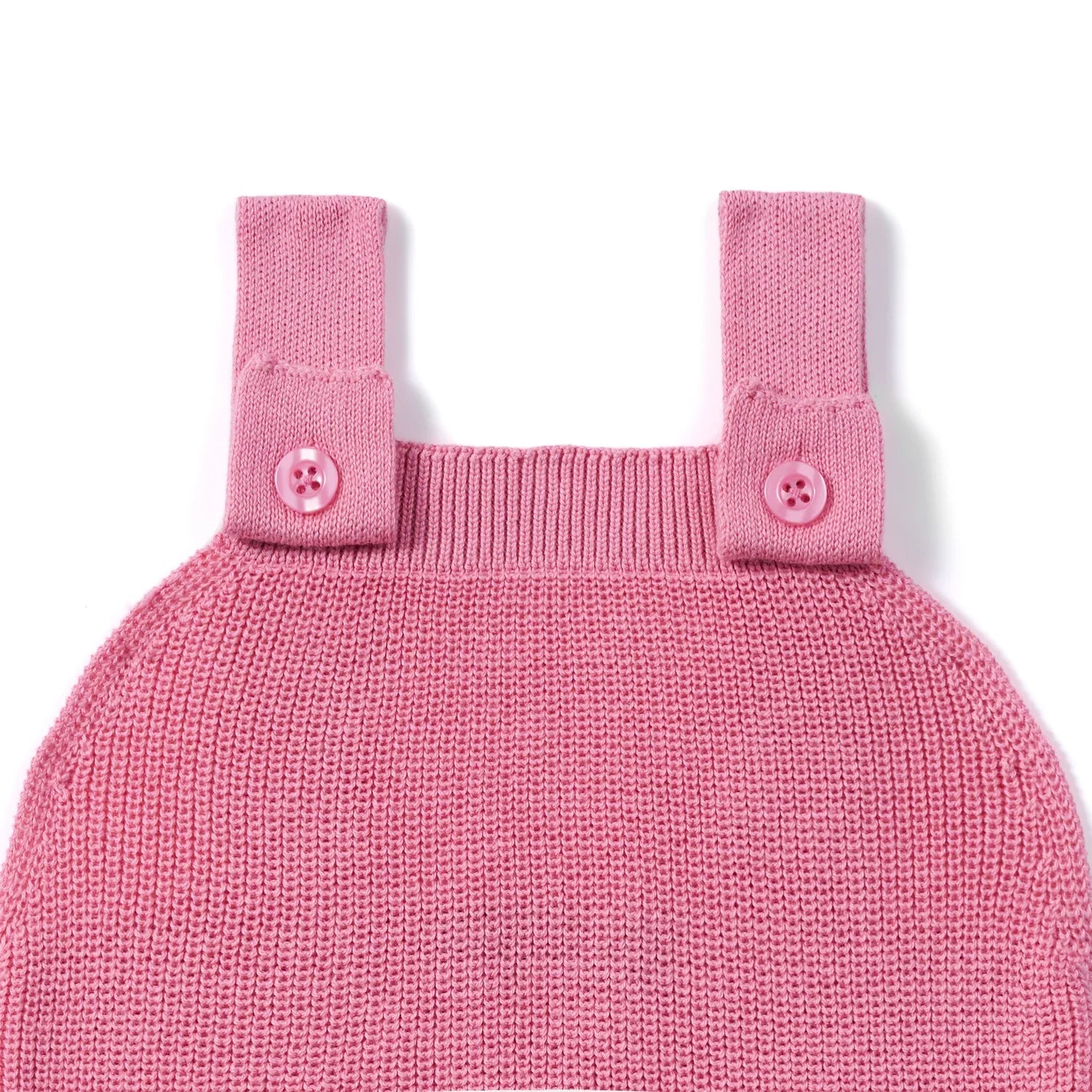 Baby Knit Button Strap Romper in Rose Pink - Aaria Tees Aaria Tees
