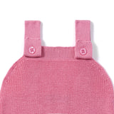 Baby Knit Button Strap Romper in Rose Pink - Aaria Tees Aaria Tees