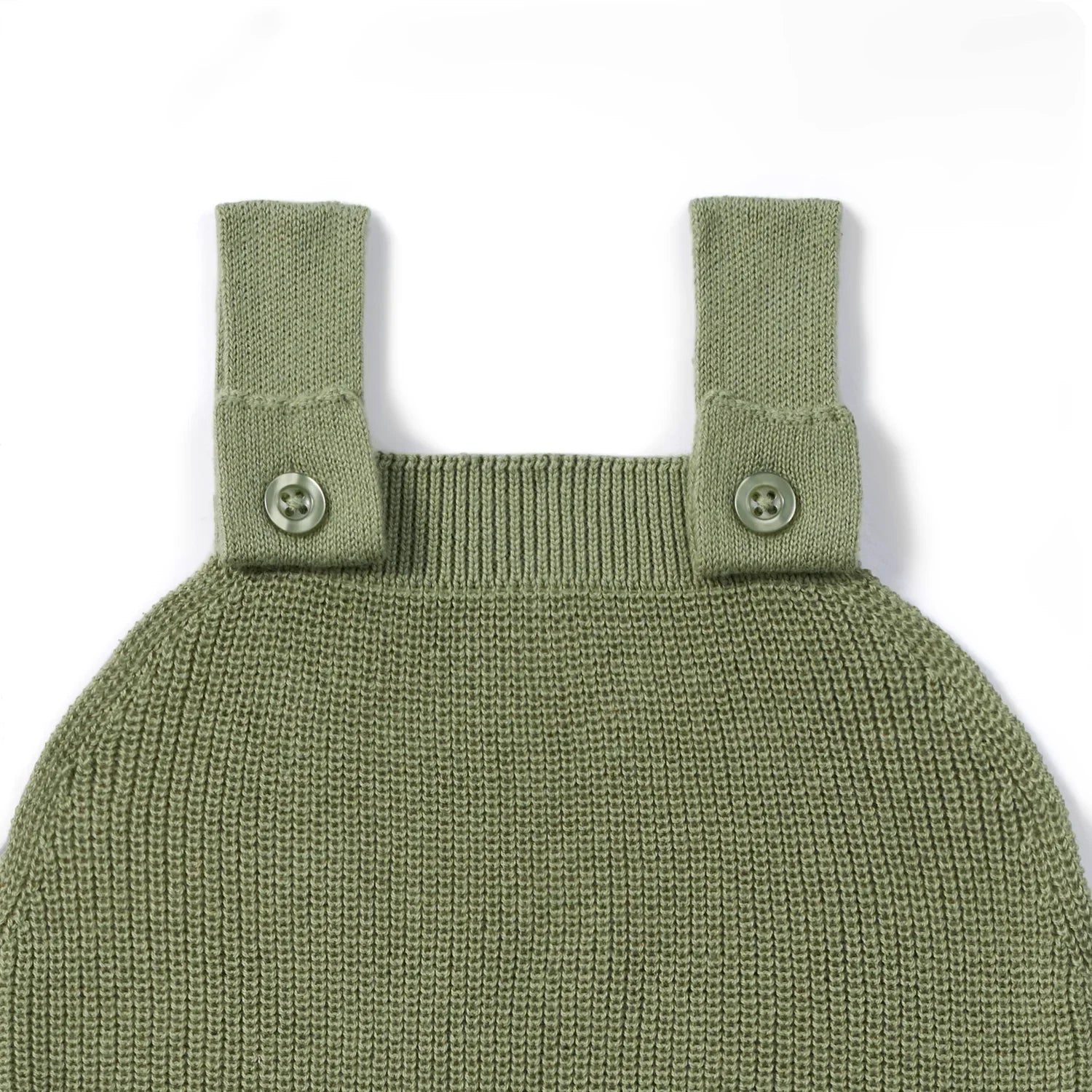 Baby Knit Button Strap Romper in Sage Green - Aaria Tees Aaria Tees