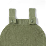 Baby Knit Button Strap Romper in Sage Green - Aaria Tees Aaria Tees
