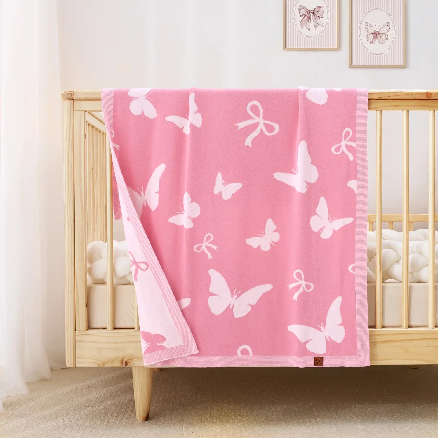 Butterfly Jacquard Knit Baby Blanket - Aaria Tees Aaria Tees