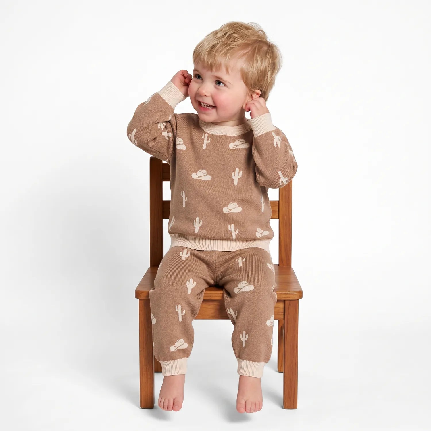 Cactus Knit Long Sleeve Crewneck Sweater - Aaria Tees Aaria Tees