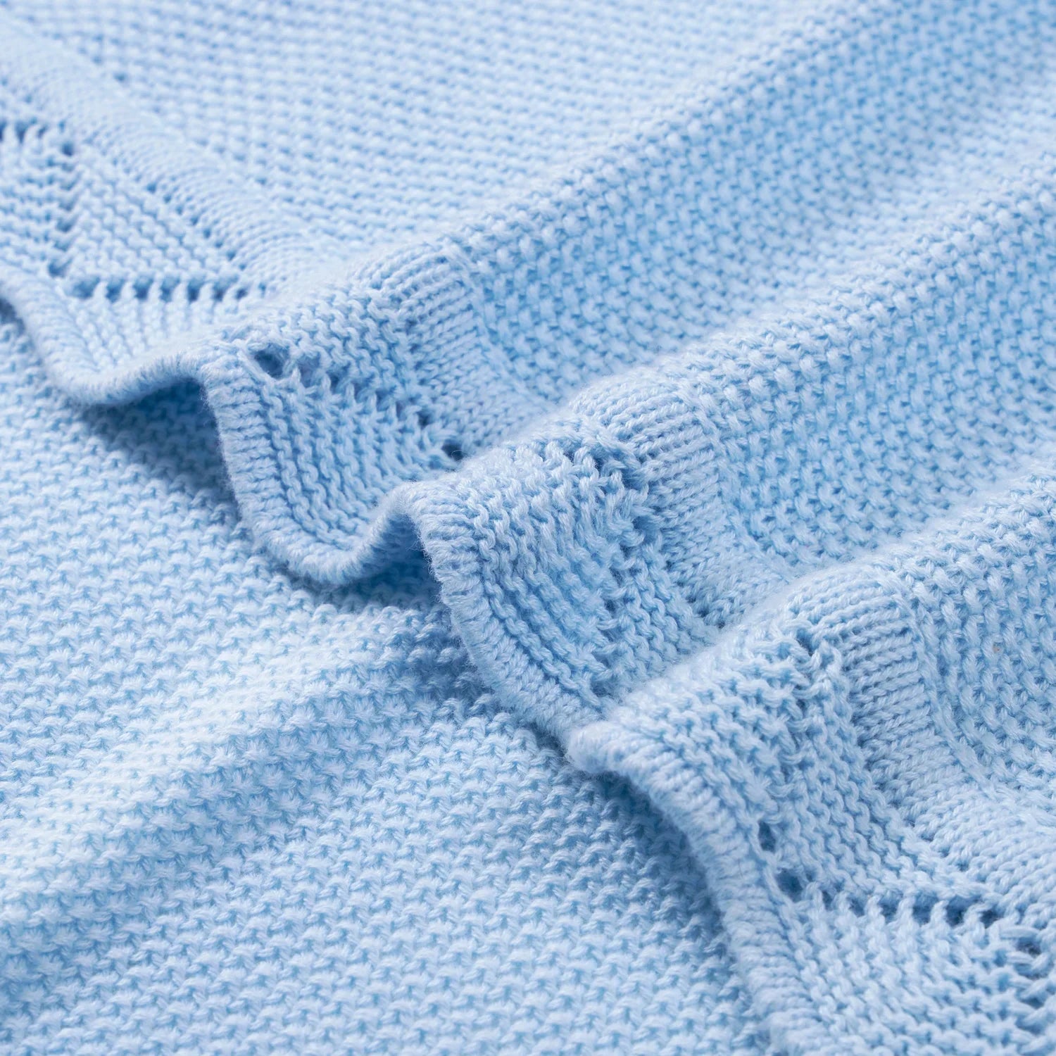 Heirloom Lace Knit Baby Blanket in Baby Blue - Aaria Tees Aaria Tees