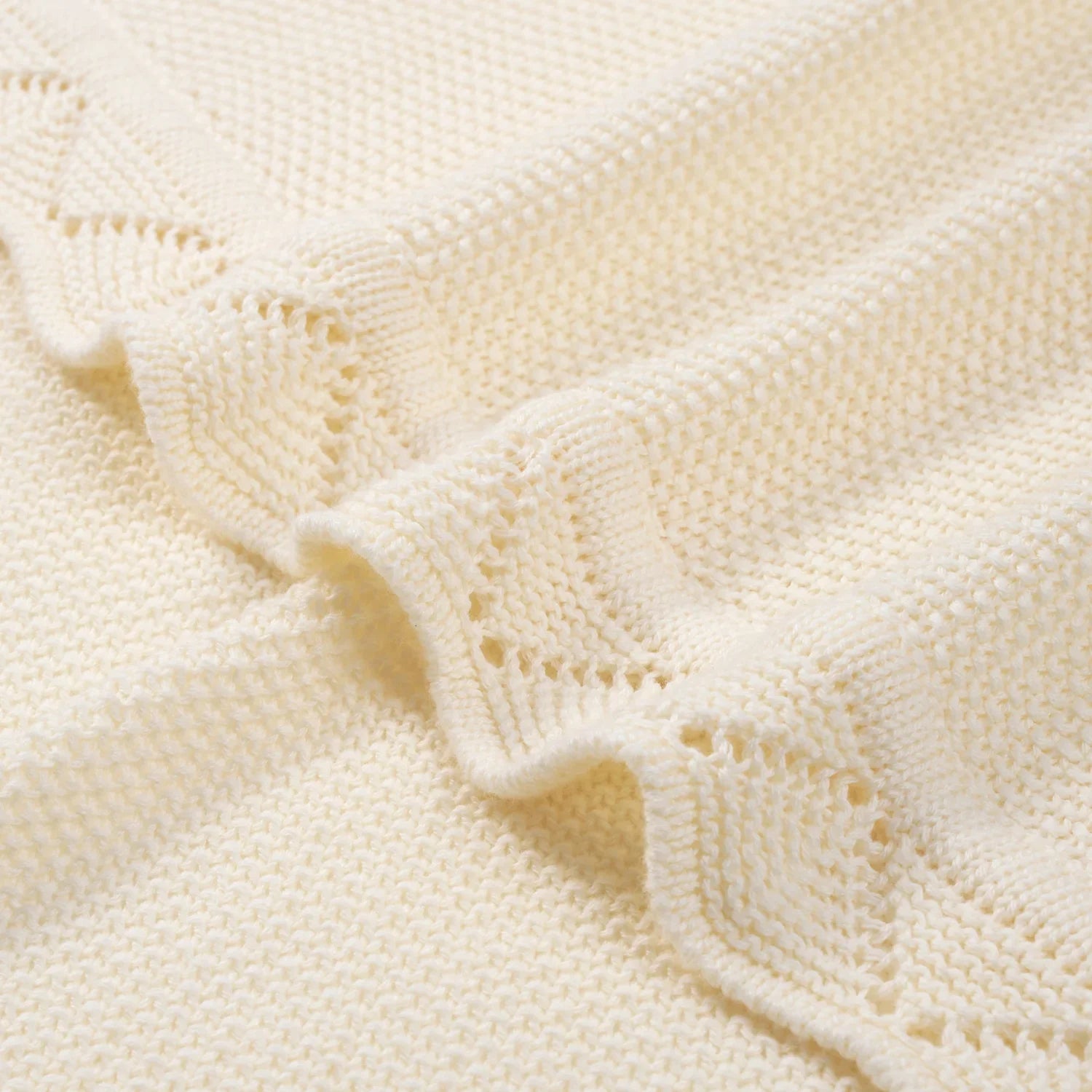 Heirloom Lace Knit Baby Blanket in Cream - Aaria Tees Aaria Tees