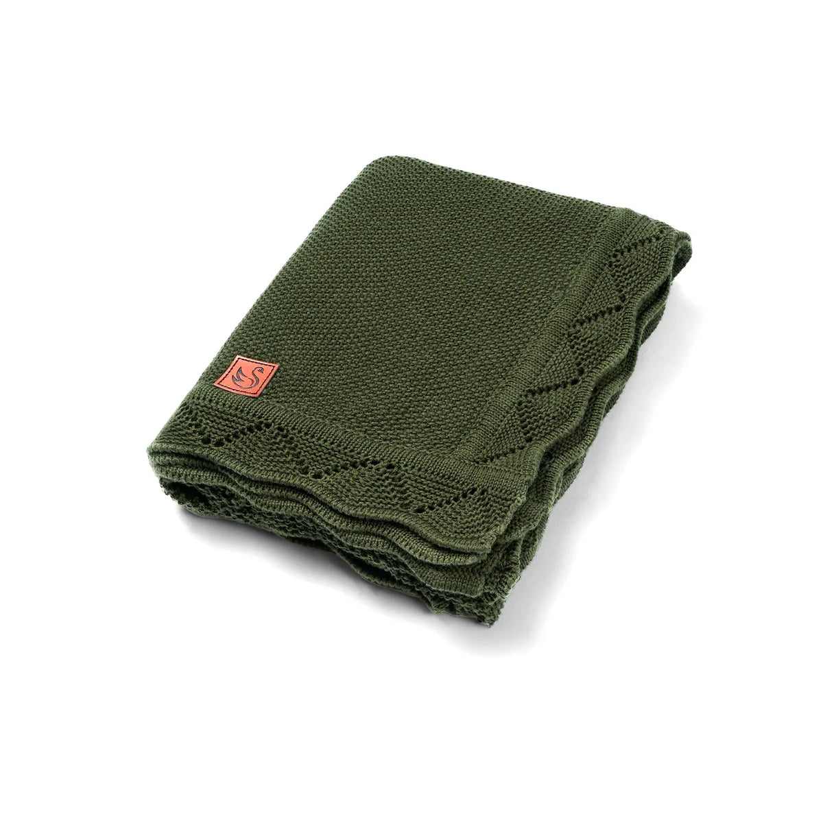 Heirloom Lace Knit Baby Blanket in Forest Green - Aaria Tees