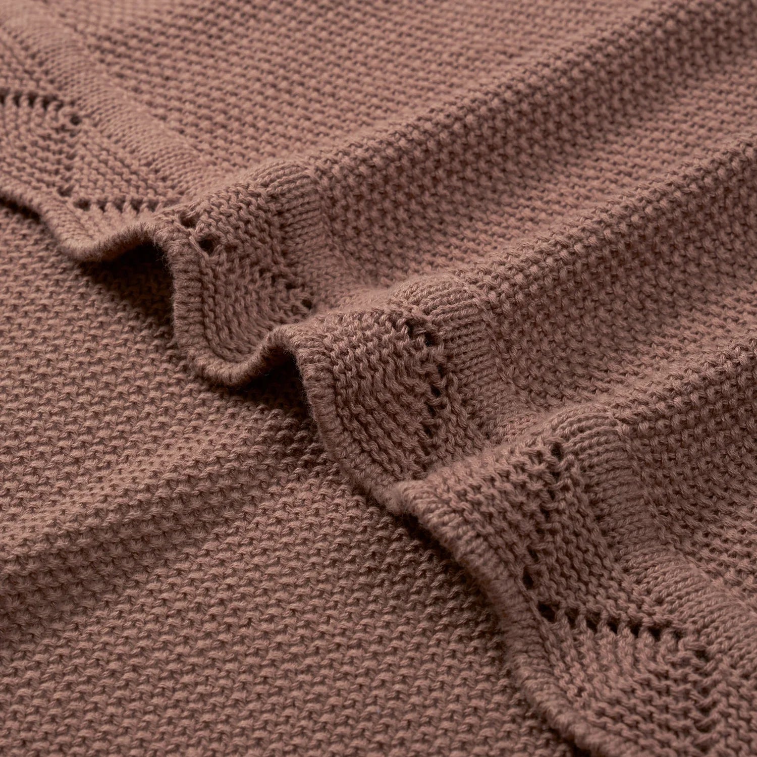 Heirloom Lace Knit Baby Blanket in Mocha - Aaria Tees Aaria Tees